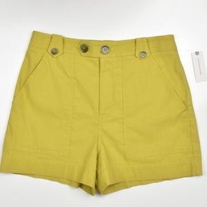 MAEVE by Anthropologie Elena Chartreuse High Waist Shorts